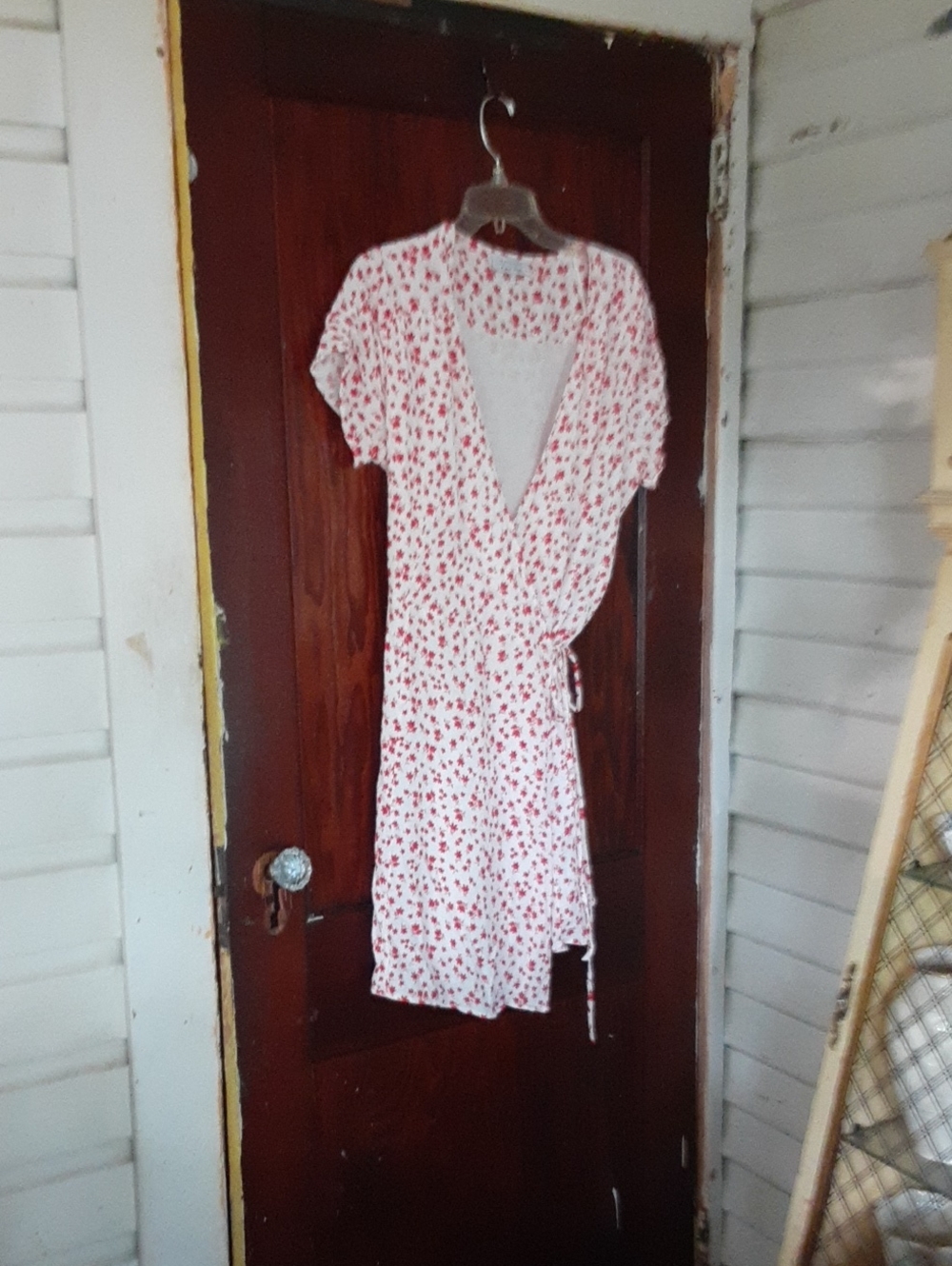 & Other Stories White Dress with Red Floral Pattern